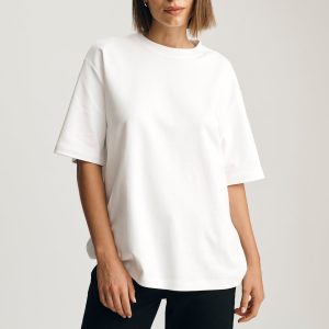 ZOE INTERLOCK CREW NECK T-SHIRT IN WHITE