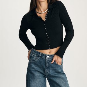 BUTTON-UP CARDIGAN IN BLACK